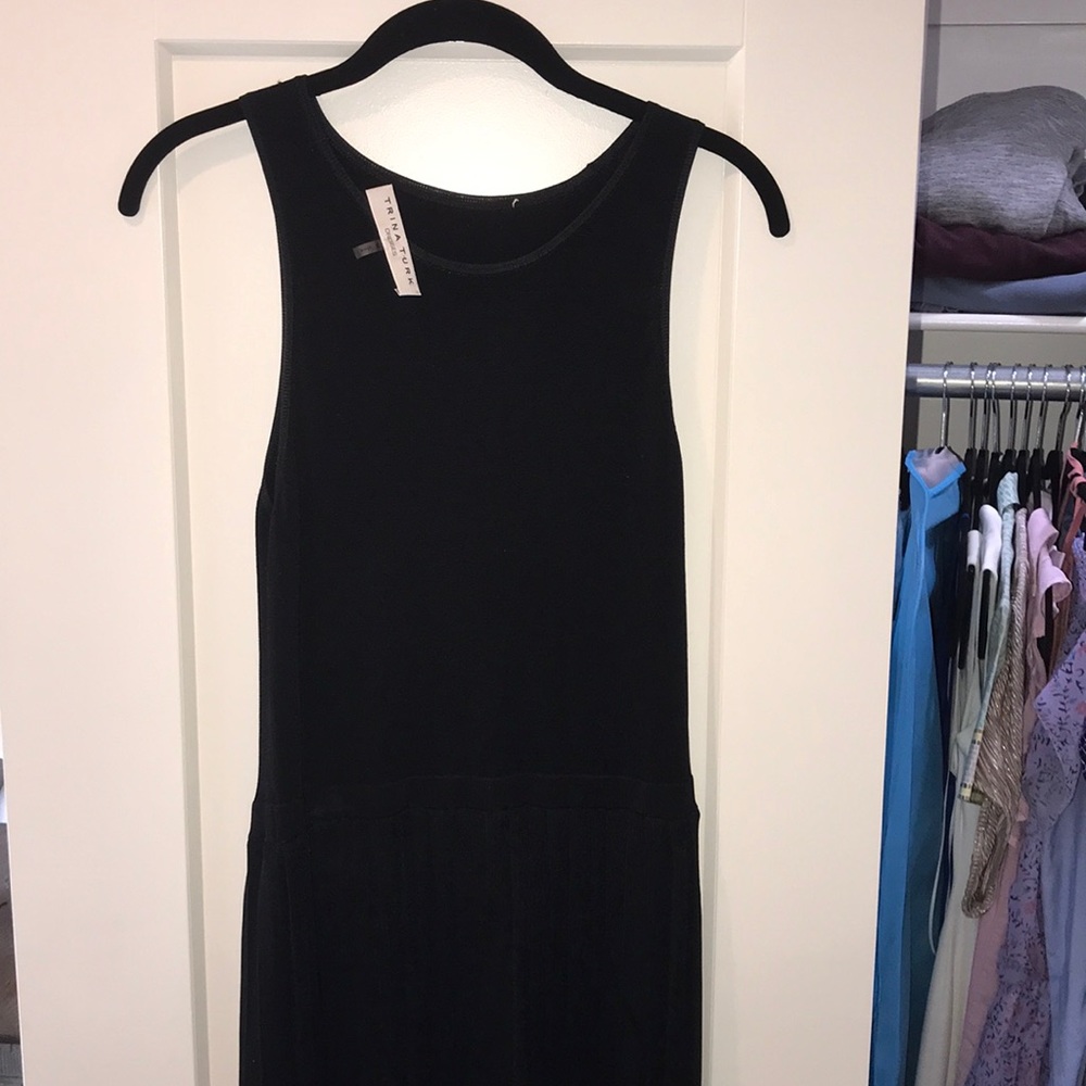 Trina Turk black and cream high wasted midi dress